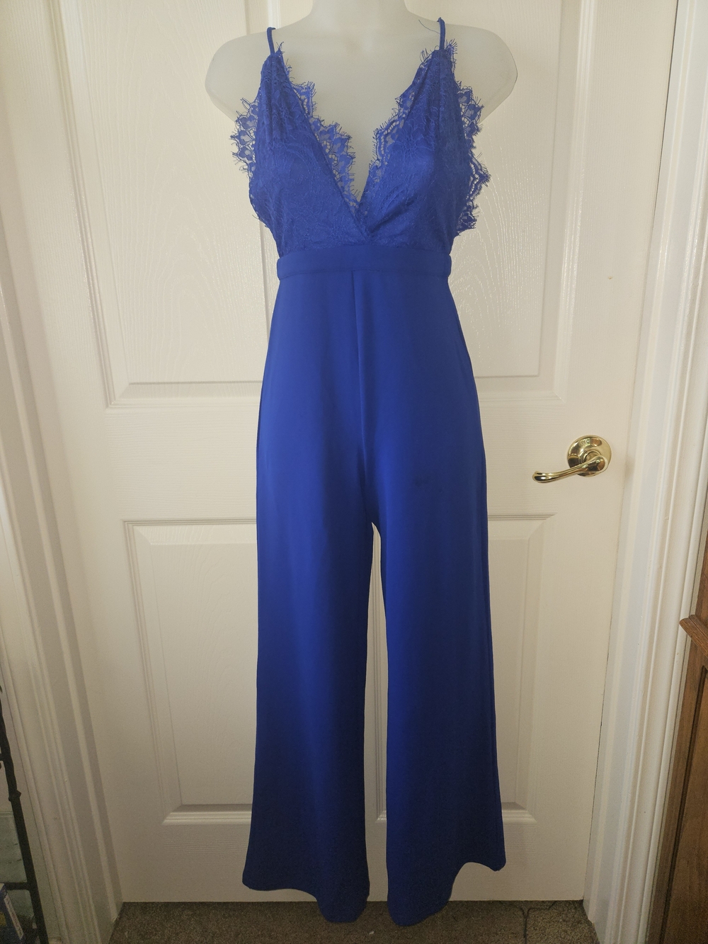 Jumpsuit- Royal Blue Lace Trim